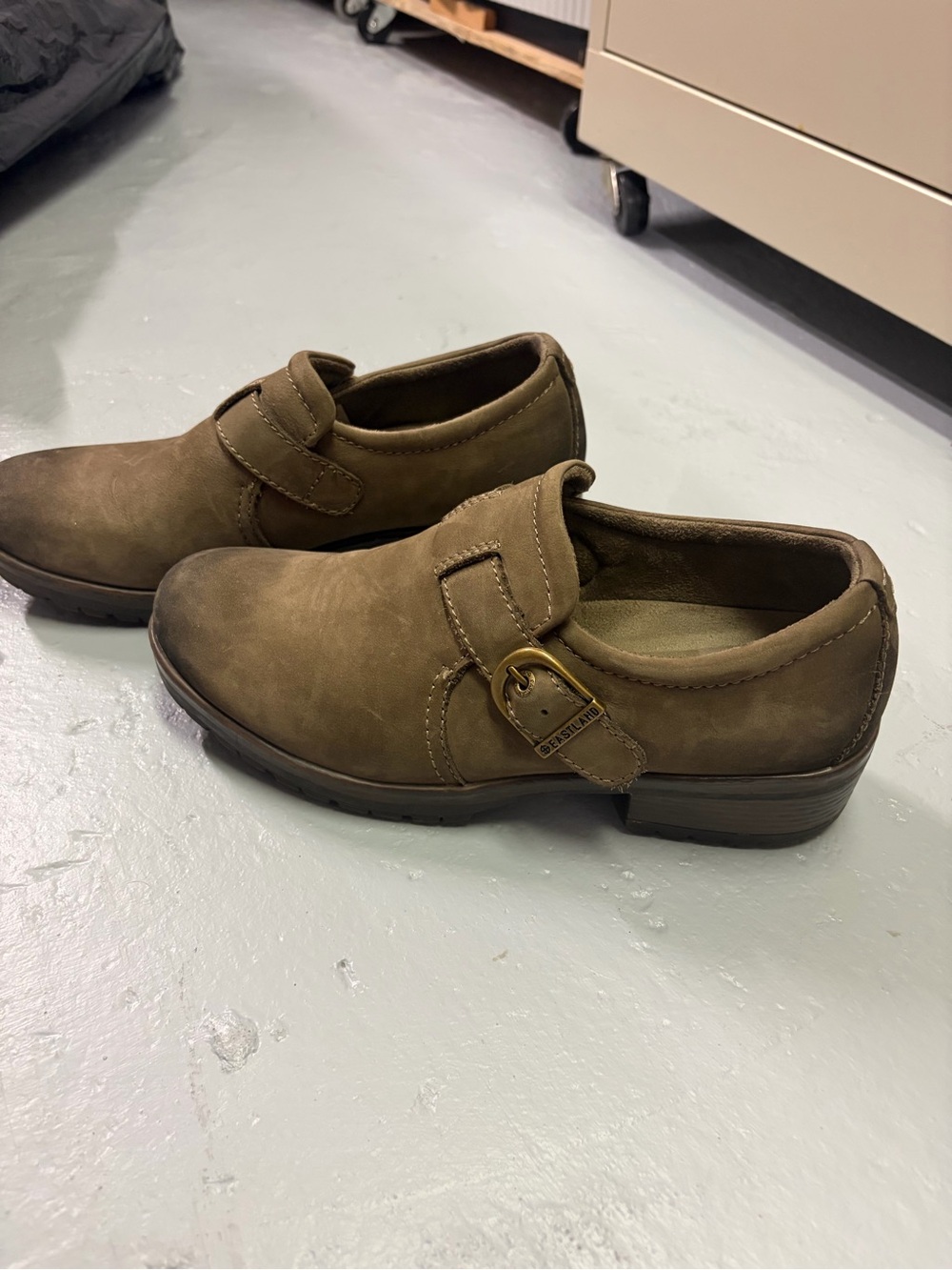 Eastland Women's Brown Buckle Clog Mules